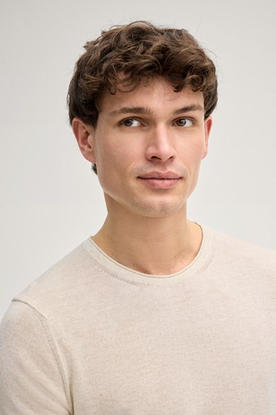 Joop! Marosoro Offwhite Strick T-Shirt Leinenmischung Kurze Ärmel