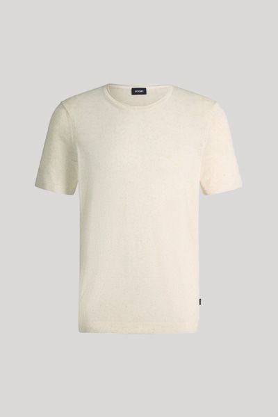 Joop! Marosoro Offwhite Strick T-Shirt Leinenmischung Kurze Ärmel