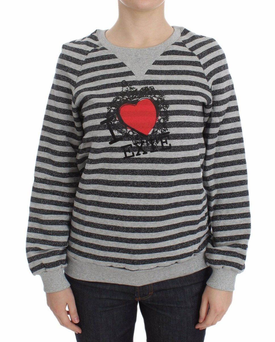 Gestreiftes Raglan-Sweatshirt mit Herzgrafik