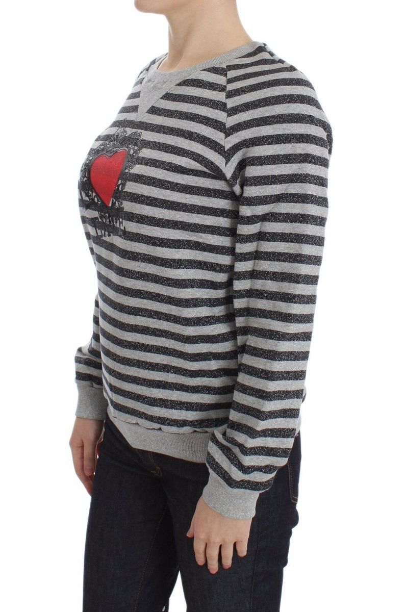 Gestreiftes Raglan-Sweatshirt mit Herzgrafik