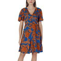 Blumenmuster Kleid mit kurzen Ärmeln A-Linie