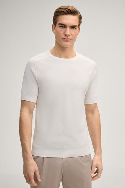 Joop! Vitor Offwhite Strick-T-Shirt Kurzarm Baumwollmischung