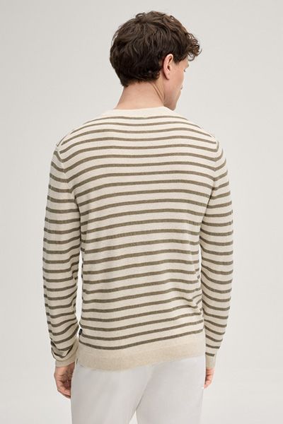 Gestreifter Pullover Malior aus Leinenmischung mit Rundhalsausschnitt in Beige/Offwhite