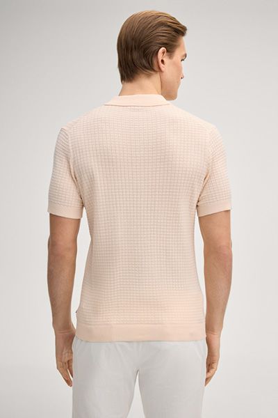 JOOP! Vanceo Aprikotfarbenes, strukturiertes Strick-Poloshirt Kurzarm