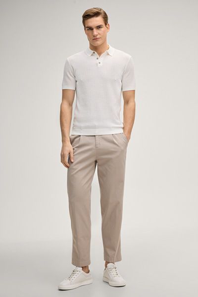 Joop! Vanceo Offwhite Strukturiertes Poloshirt mit kurzen Ärmeln