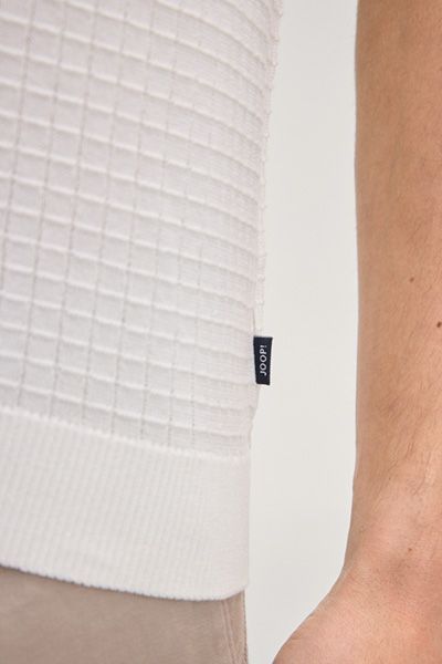 Joop! Vanceo Offwhite Strukturiertes Poloshirt mit kurzen Ärmeln