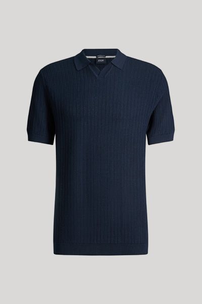 Joop! Baoron Marineblaues Strick-Poloshirt mit V-Ausschnitt