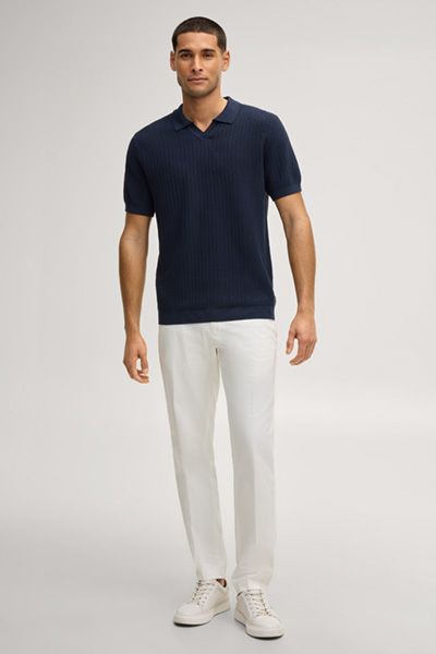 Joop! Baoron Marineblaues Strick-Poloshirt mit V-Ausschnitt