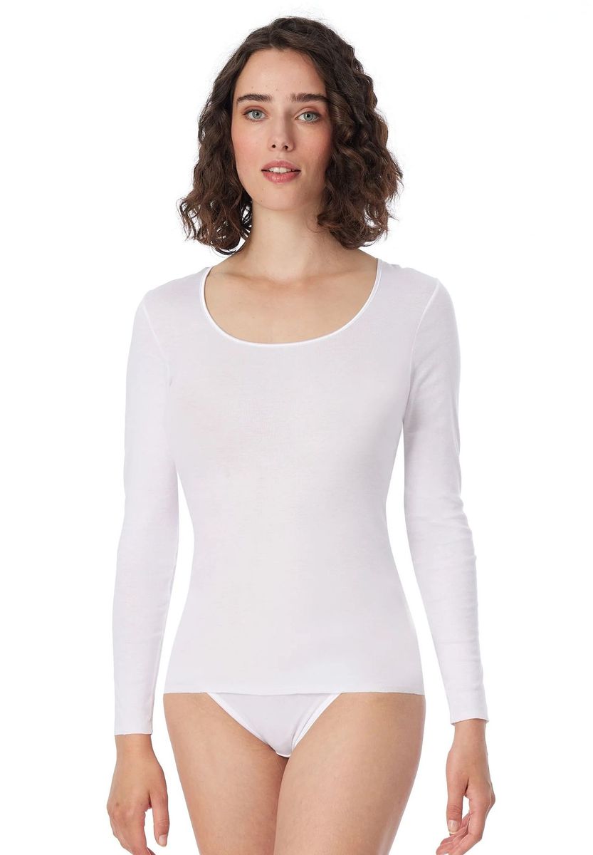 Klassisches weißes Langarmshirt