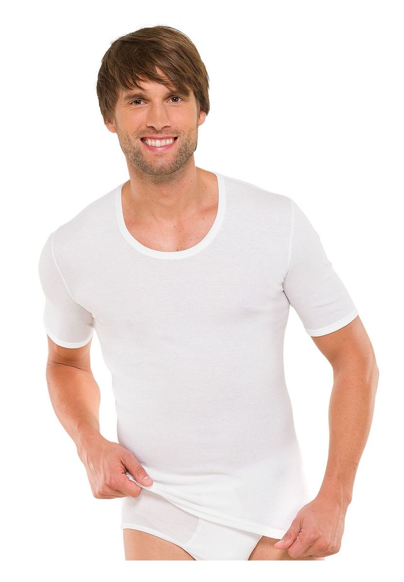 Klassisches weißes Baumwoll-Unterhemd mit kurzen Ärmeln