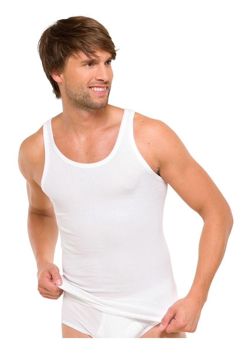 Klassisches Doppelripp-Unterhemd Zweierpack