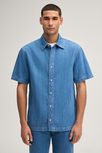 JOOP! Javio Hellblaues Jeanshemd Kurzarm Normale Passform