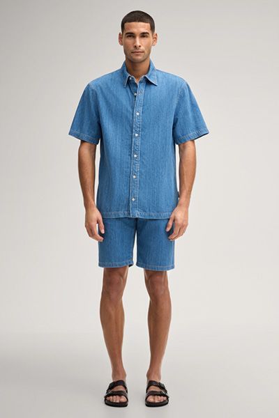 JOOP! Javio Hellblaues Jeanshemd Kurzarm Normale Passform