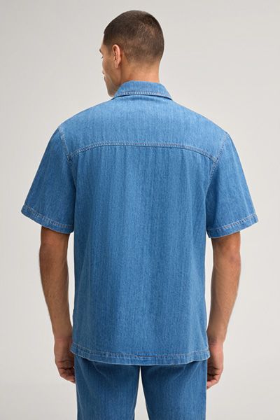 JOOP! Javio Hellblaues Jeanshemd Kurzarm Normale Passform