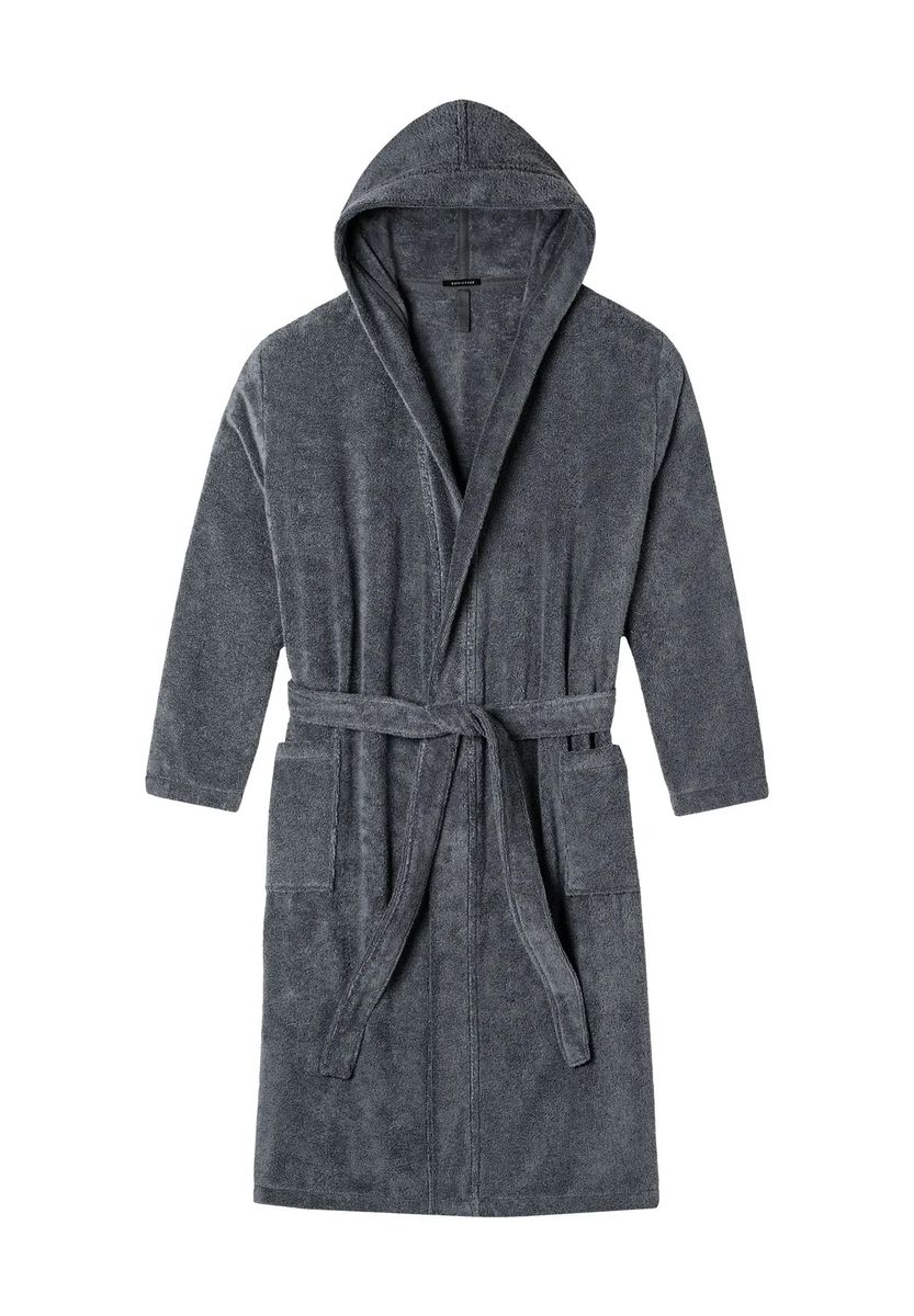 SCHIESSER Essentials Bademantel, Kapuze, 3/4-Länge, für Herren, grau, L
