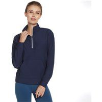 Skechers Performance GoLuxe Rib 1/4 Zip Polyester Damen Pullover Blau