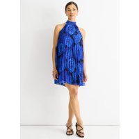 Florales Neckholder-Plissee-Minikleid