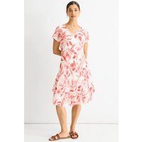 Baumwollkleid mit Blumenmuster und V-Ausschnitt