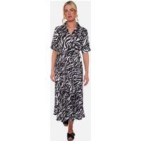 Gestreiftes Zebra-Midikleid mit Gürtel