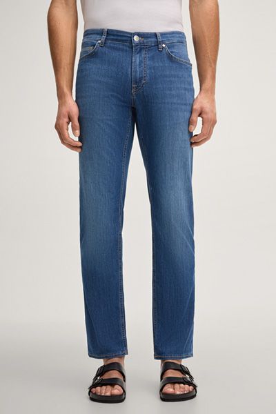 Leon Sommer Mitch Blaue Denim Jeans Gerades Bein Stretch Baumwolle