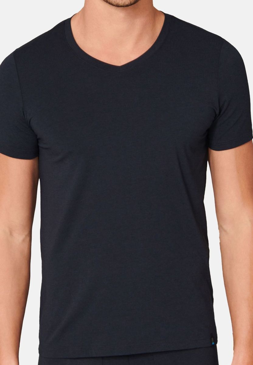 Klassisches V-Ausschnitt Baumwoll-T-Shirt