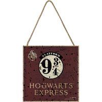 Harry Potter - Tafel "Hogwarts Express Platform 9 3/4", Holz (Burgunderrot)