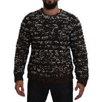 Metallischer Strickpullover Braun und Weiß