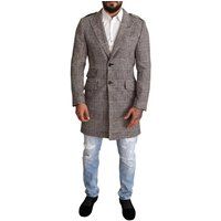 Glen Plaid Wollmantel mit langen Ärmeln