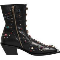 Schmuckverzierte Leder-Stiefeletten