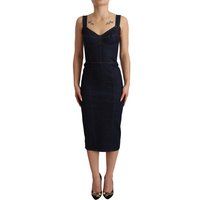 Denim Bleistiftkleid Ärmellos Midi Länge