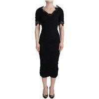 Falten Midi-Kleid mit kurzen Ärmeln