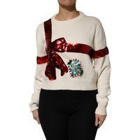 Pailletten-Bow Feiertags-Pullover