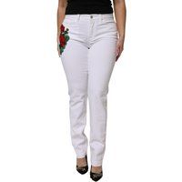 Blumen bestickte gerade Jeans