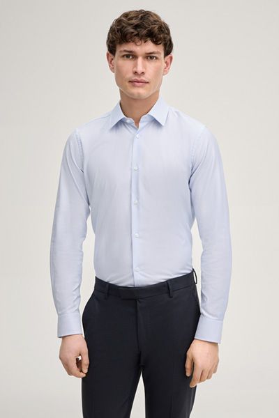 Modern Fit Hemd von Pierce, hellblaues Punktmuster