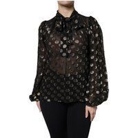 Seidenbluse mit Punkten und Schleife