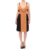 Senfgelbes, plissiertes Midi-Kleid