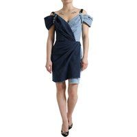Zweifarbiges Jeans-Minikleid