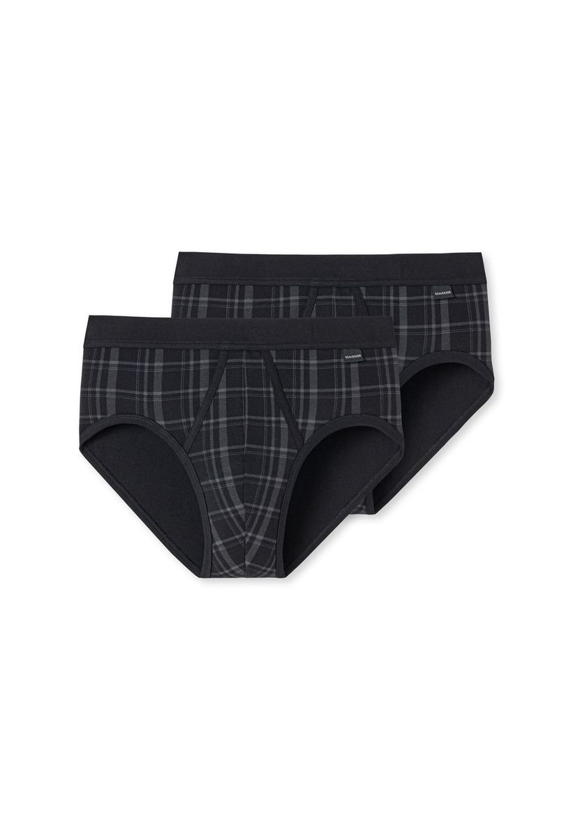 Herren Slips mit Karomuster, Zweierpack