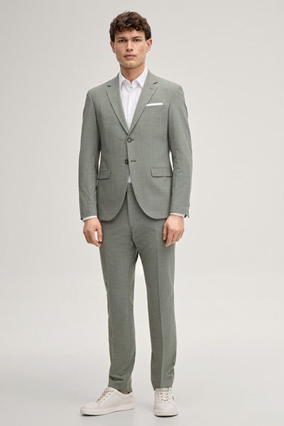 Business Hemd Pierce Weiß Gemustert Baumwolle Klassische Passform Lange Ärmel