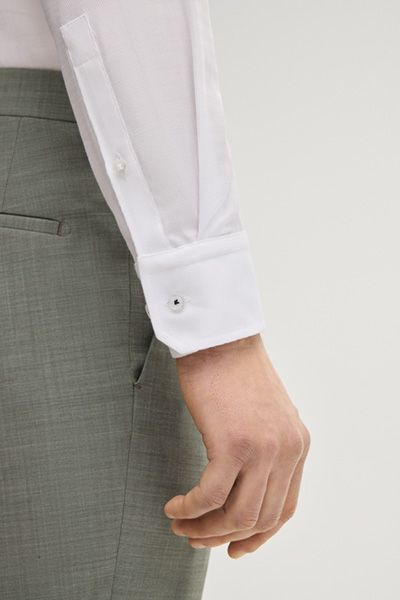 Business Hemd Pierce Weiß Gemustert Baumwolle Klassische Passform Lange Ärmel