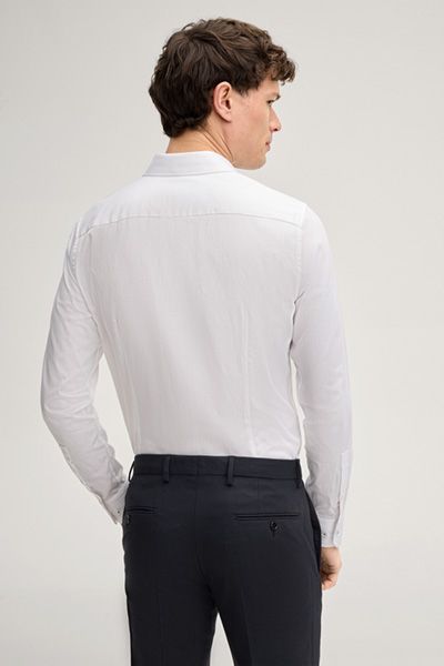 Business Hemd Pierce Weiß Gemustert Baumwolle Klassische Passform Lange Ärmel
