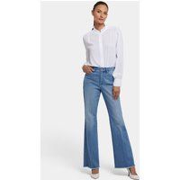 Ausgestellte Jeans mit ausgefranstem Saum, helle Waschung
