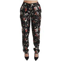 Bedruckte Seidenhose mit Musikdesign