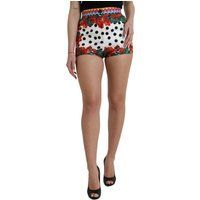 Blumige, hochtaillierte Shorts mit Punktmuster