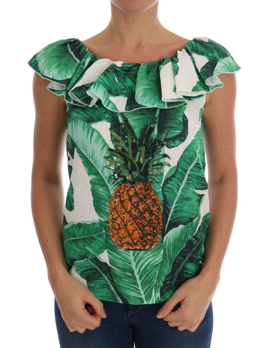 Tropische Bluse mit Bananenprint und Ananas