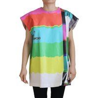 Buntes, pixeliges Streifen-T-Shirt-Top