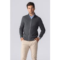 Strickjacke mit Reißverschluss in Anthrazit-Melange