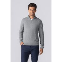 Pullover mit halbem Reißverschluss – Grau Melange