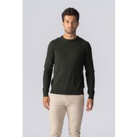 Rundhals Strickpullover in Armeegrün