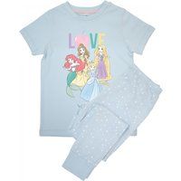 Disney - "Love" Schlafanzug mit langer Hose AOP für Mädchen kurzärmlig (Babyblau)